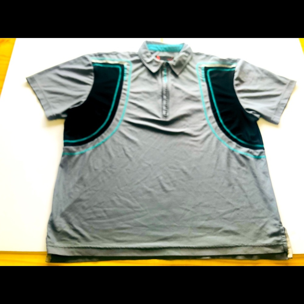 JAMIE SADOCK Mens Polo Quarter Zip Golf Shirt Blue/Grey / Black Bright Sports L